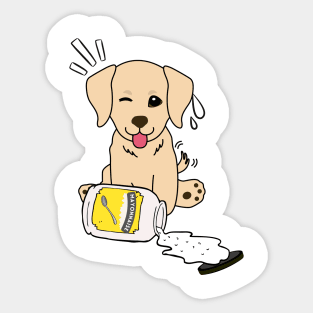 Cute golden retriever spilled mayonnaise Sticker